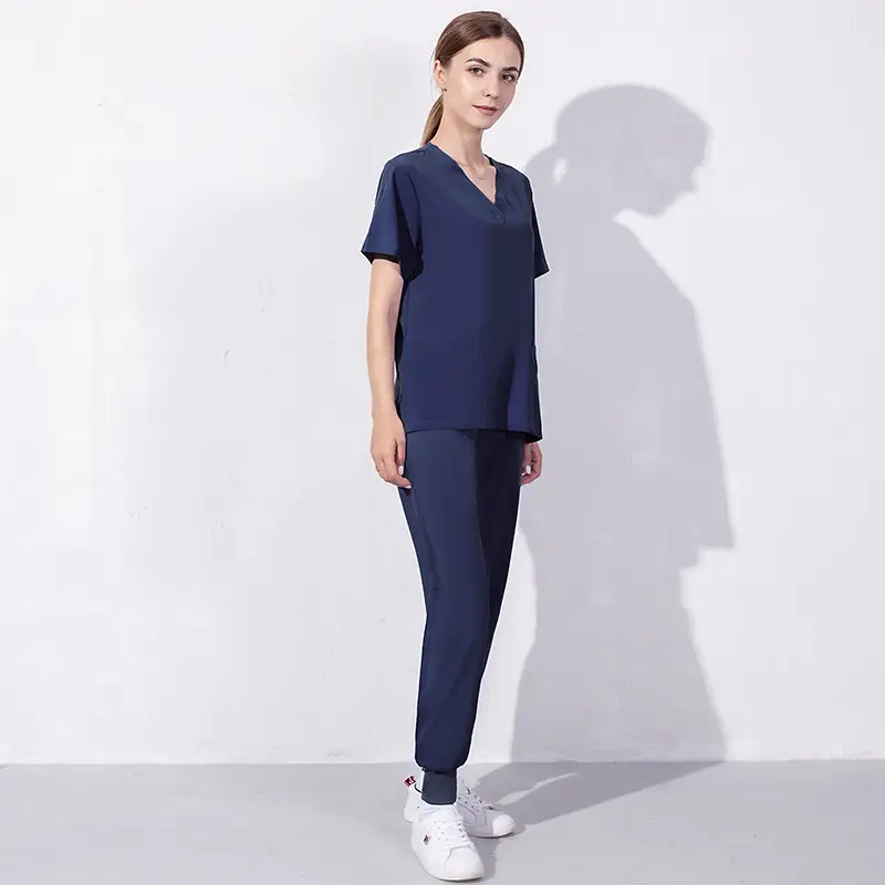 Women's V-Neck Nursing Set Blue Light Elastic Pants - Image 11