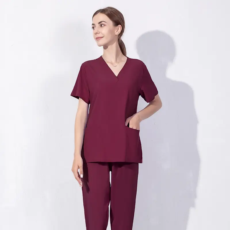 Women's V-Neck Nursing Set Blue Light Elastic Pants - Image 13