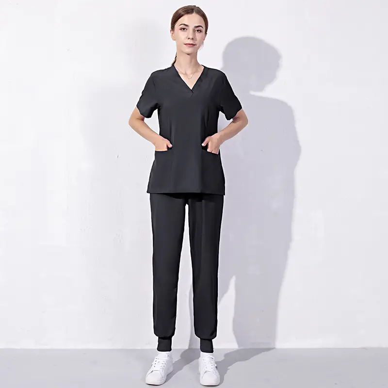 Women's V-Neck Nursing Set Blue Light Elastic Pants - Image 8