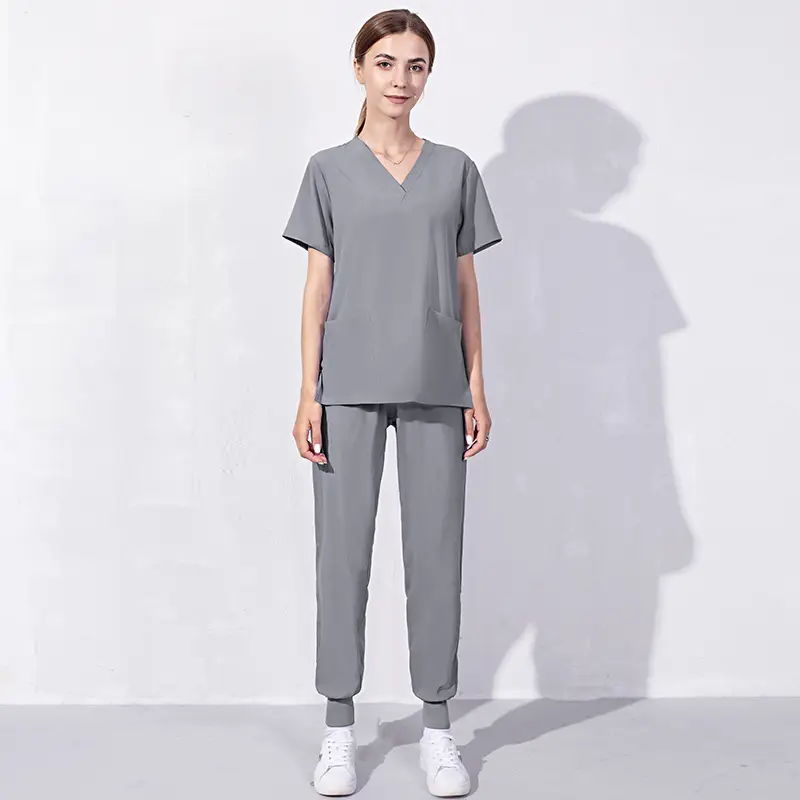 Women's V-Neck Nursing Set Blue Light Elastic Pants - Image 9