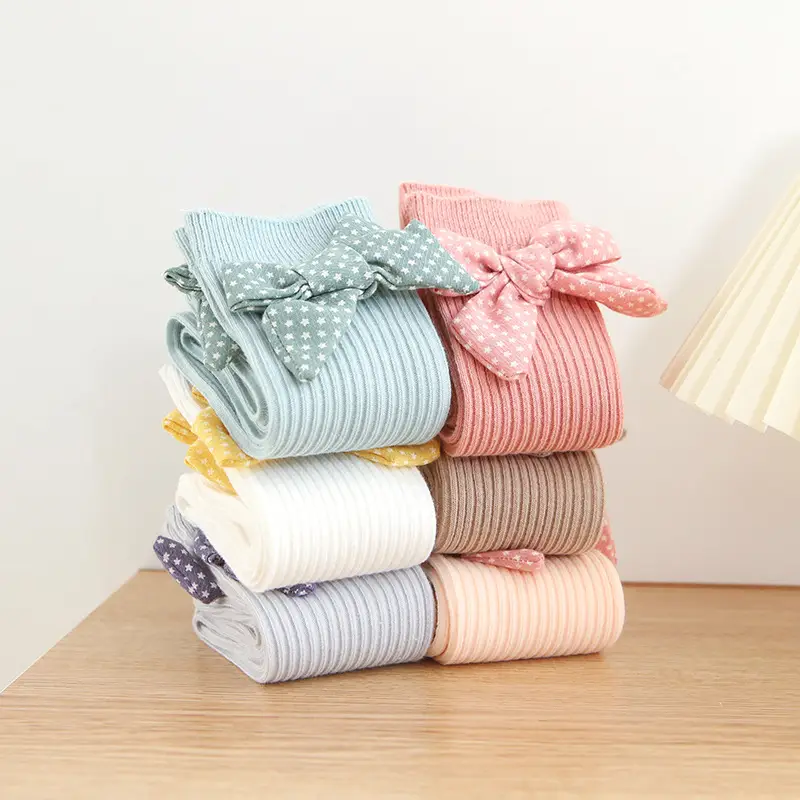 Girls Star Bow Mid-Calf Socks Spring Autumn Korean Style