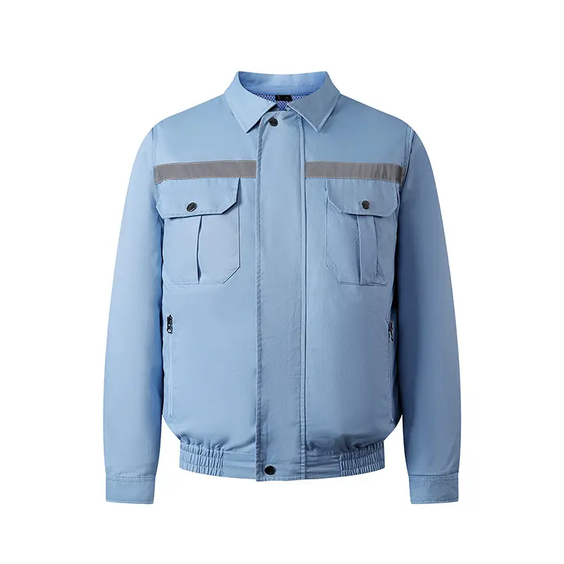 Men's Four-Fan Air Conditioner Jacket Blue Reflective Summer Wear