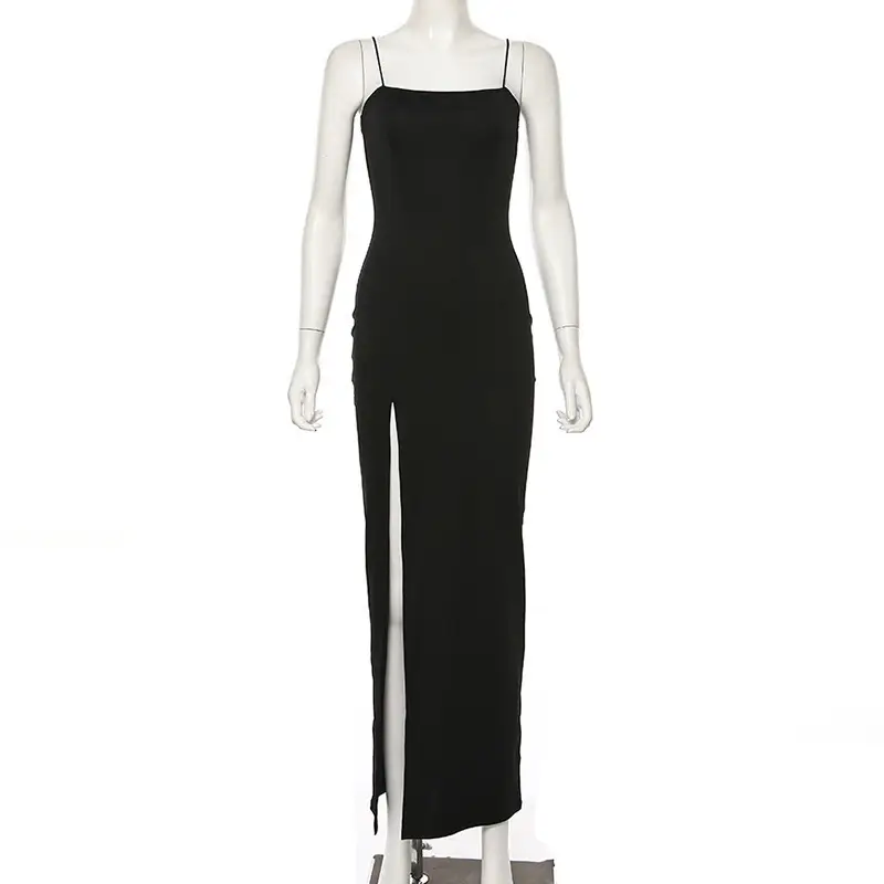 2022 Black Slim Split Sling Dress for Women - Image 2