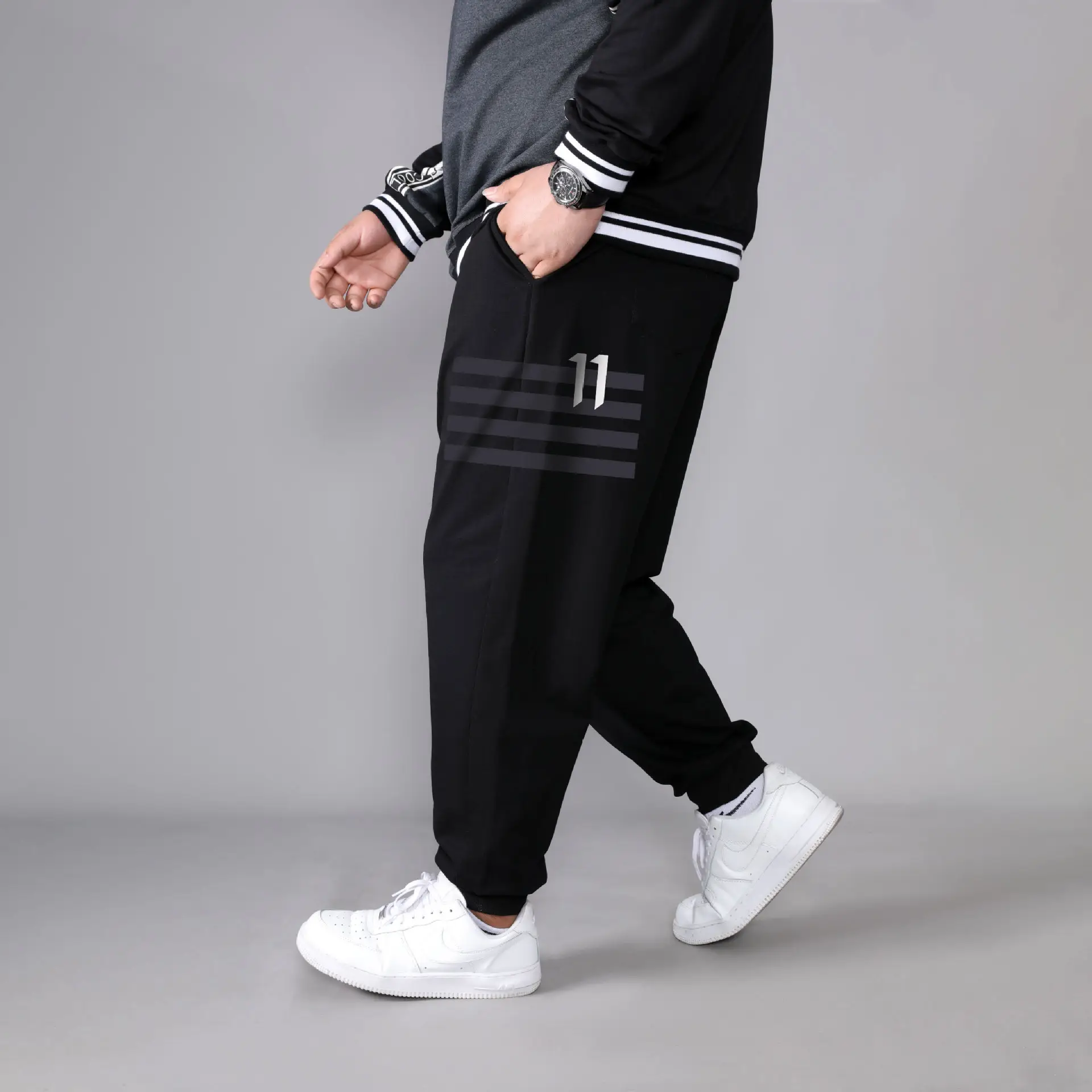 Men Black Track Pants XL 7XL 130-300kg - Image 2