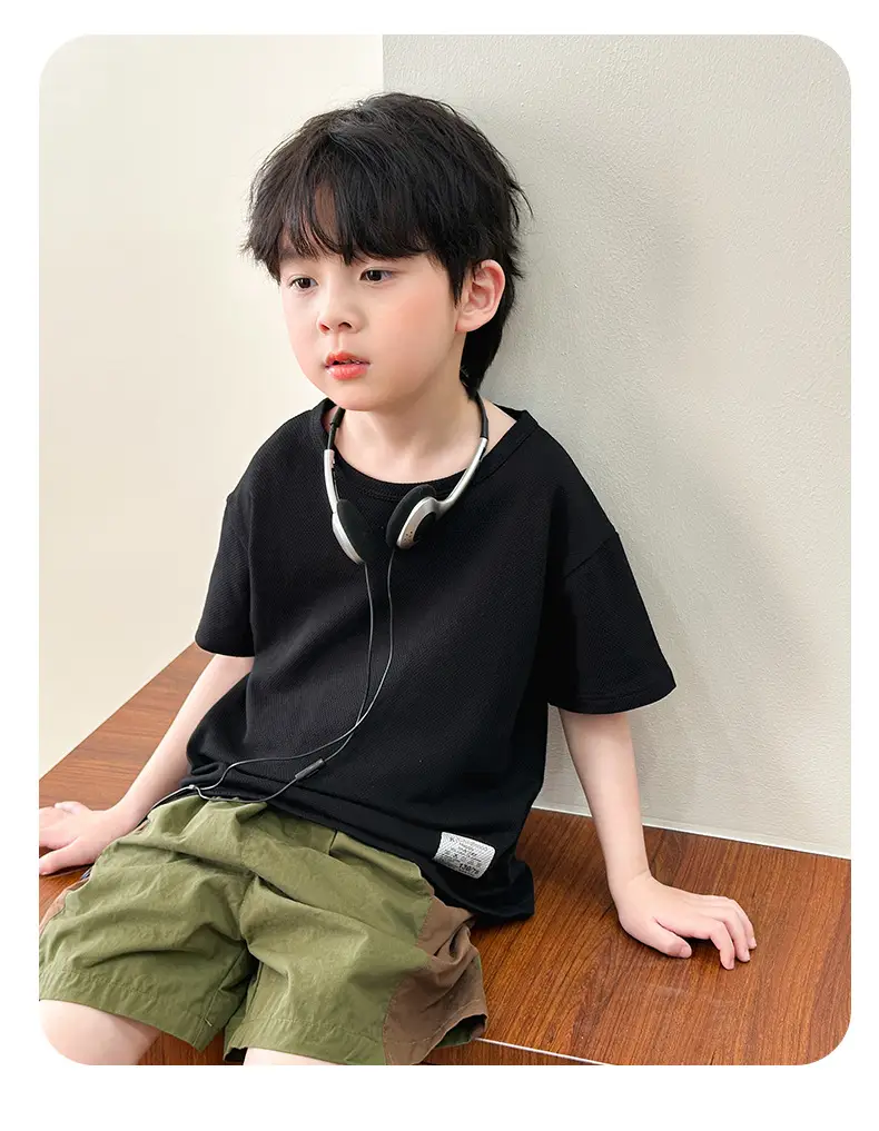 Boys Cotton T-Shirt Black Cap Summer 2025 — feature 23