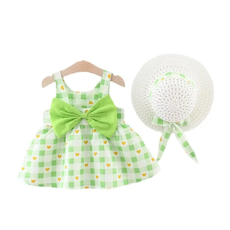 Baby Girl Red Checkered Bow Dress Cotton Princess Dress