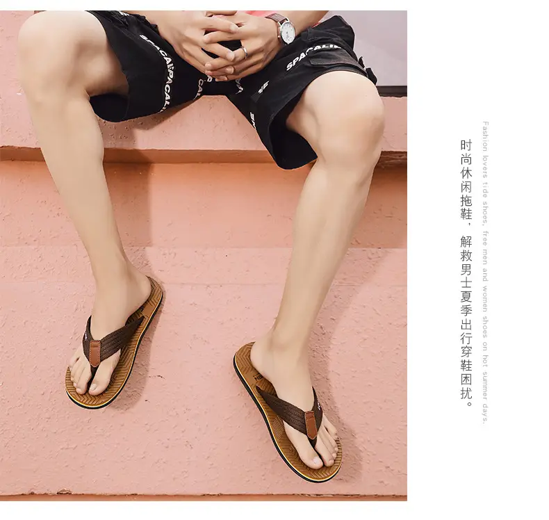 Men's Korean Style EVA Pinch Flip-Flops Black — feature 6