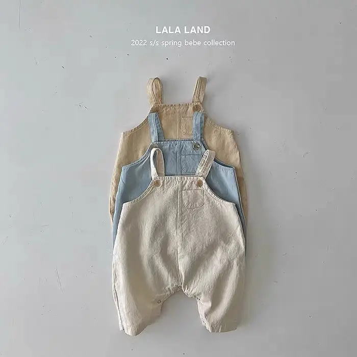 Baby Overalls Korean Style Light Blue Spring Jumpsuit - Image 5