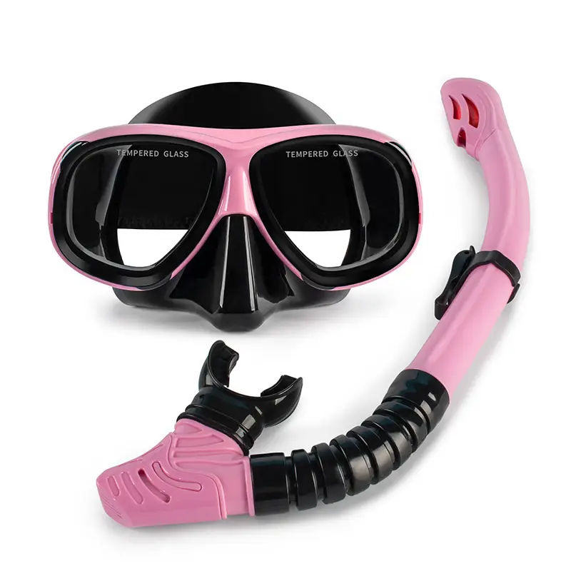 wave professional snorkeling two-piece silicone full dry breathing tube large frame with degrees diving goggles
