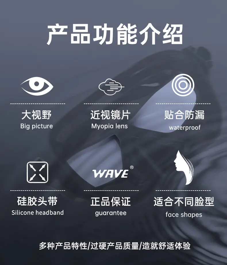 wave professional snorkeling two-piece silicone full dry breathing tube large frame with degrees diving goggles — feature 3