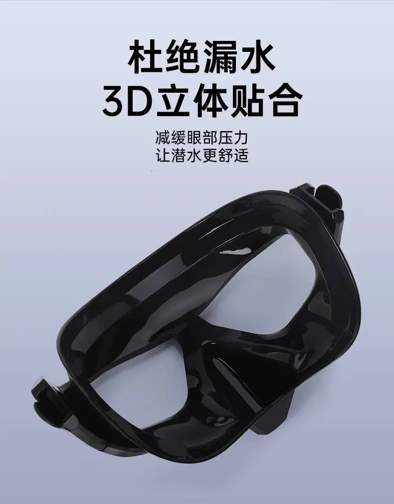 wave professional snorkeling two-piece silicone full dry breathing tube large frame with degrees diving goggles — feature 4