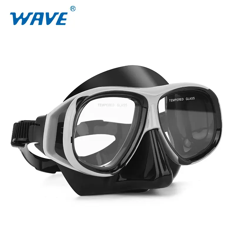 wave professional snorkeling two-piece silicone full dry breathing tube large frame with degrees diving goggles