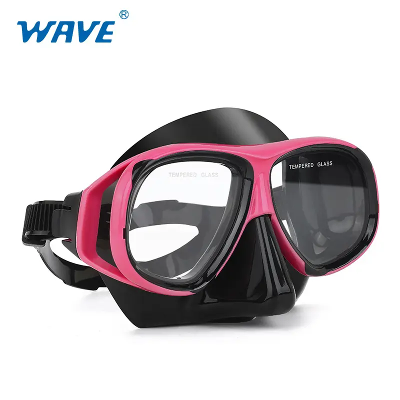 wave professional snorkeling two-piece silicone full dry breathing tube large frame with degrees diving goggles