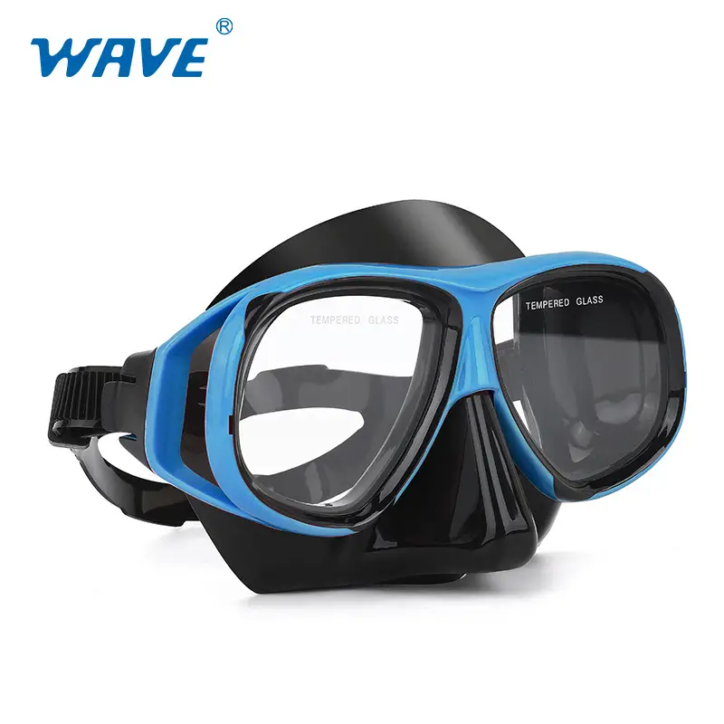wave professional snorkeling two-piece silicone full dry breathing tube large frame with degrees diving goggles