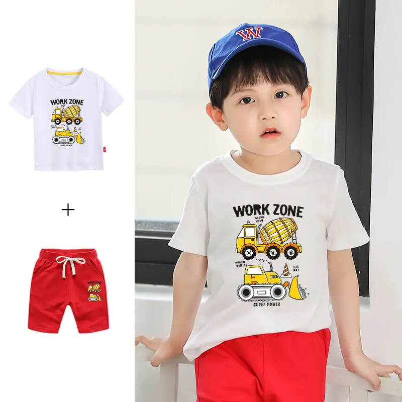 Children's Blue Work Zone T-Shirt & Gray Shorts 2026 Set - Image 18