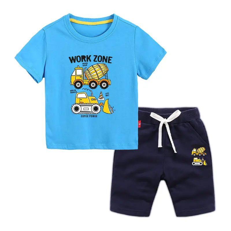 Children's Blue Work Zone T-Shirt & Gray Shorts 2026 Set - Image 11