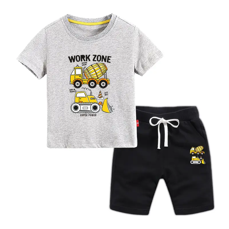 Children's Blue Work Zone T-Shirt & Gray Shorts 2026 Set - Image 14