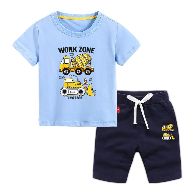 Children's Blue Work Zone T-Shirt & Gray Shorts 2026 Set - Image 16