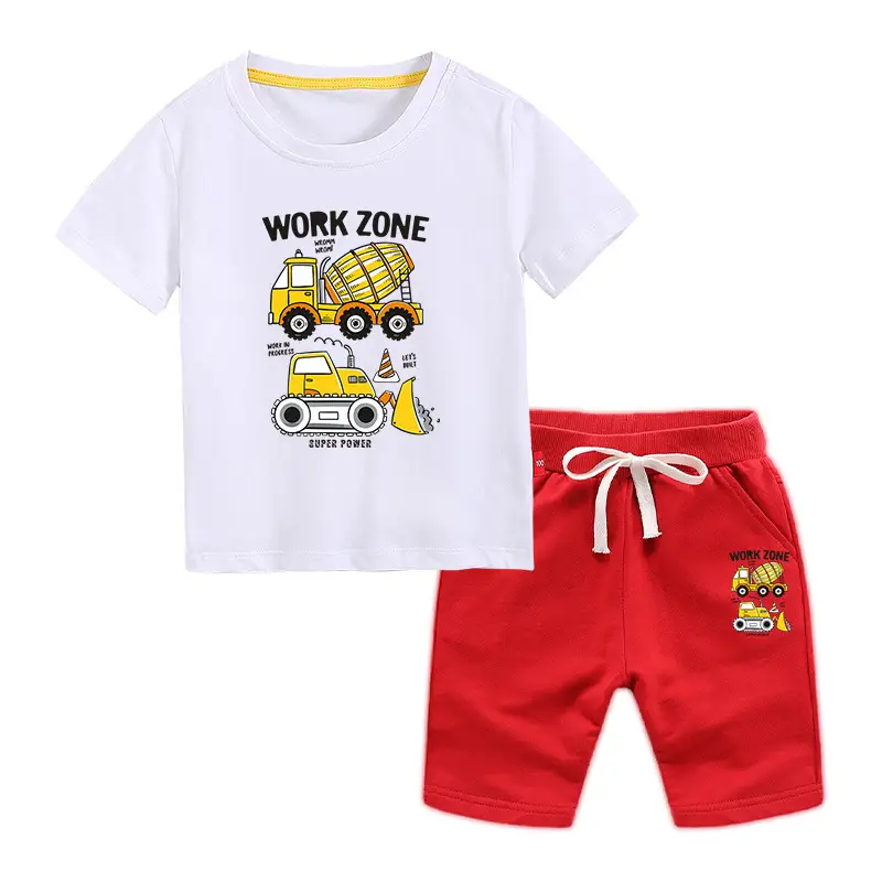 Children's Blue Work Zone T-Shirt & Gray Shorts 2026 Set - Image 2
