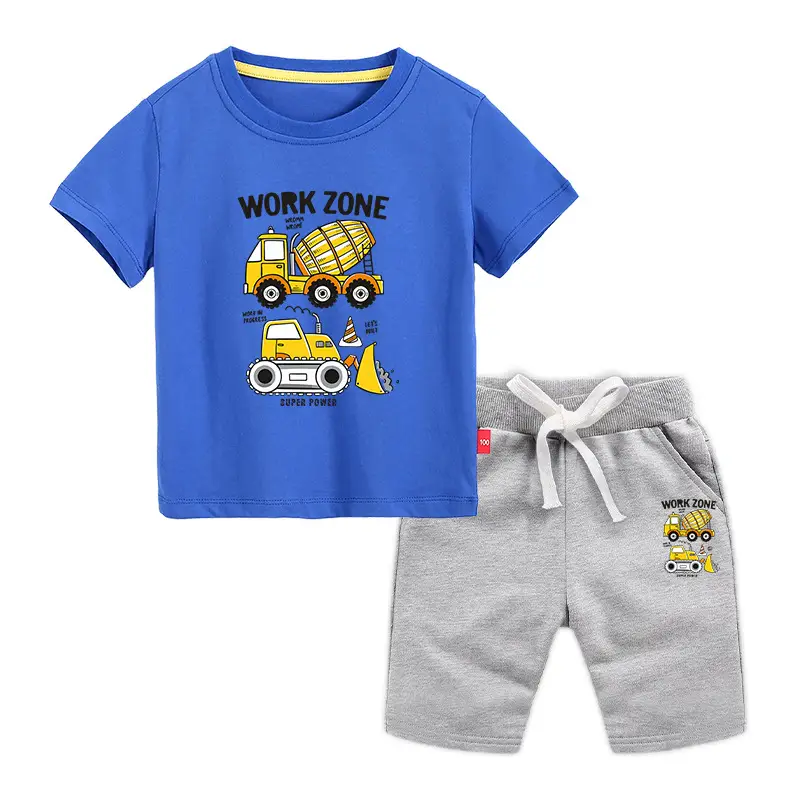 Children's Blue Work Zone T-Shirt & Gray Shorts 2026 Set - Image 4
