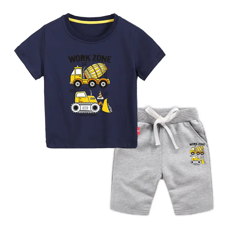 Children's Blue Work Zone T-Shirt & Gray Shorts 2026 Set - Image 5