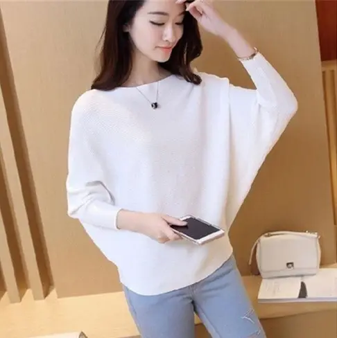 Women's Navy Dolman Sleeve Sweater Large