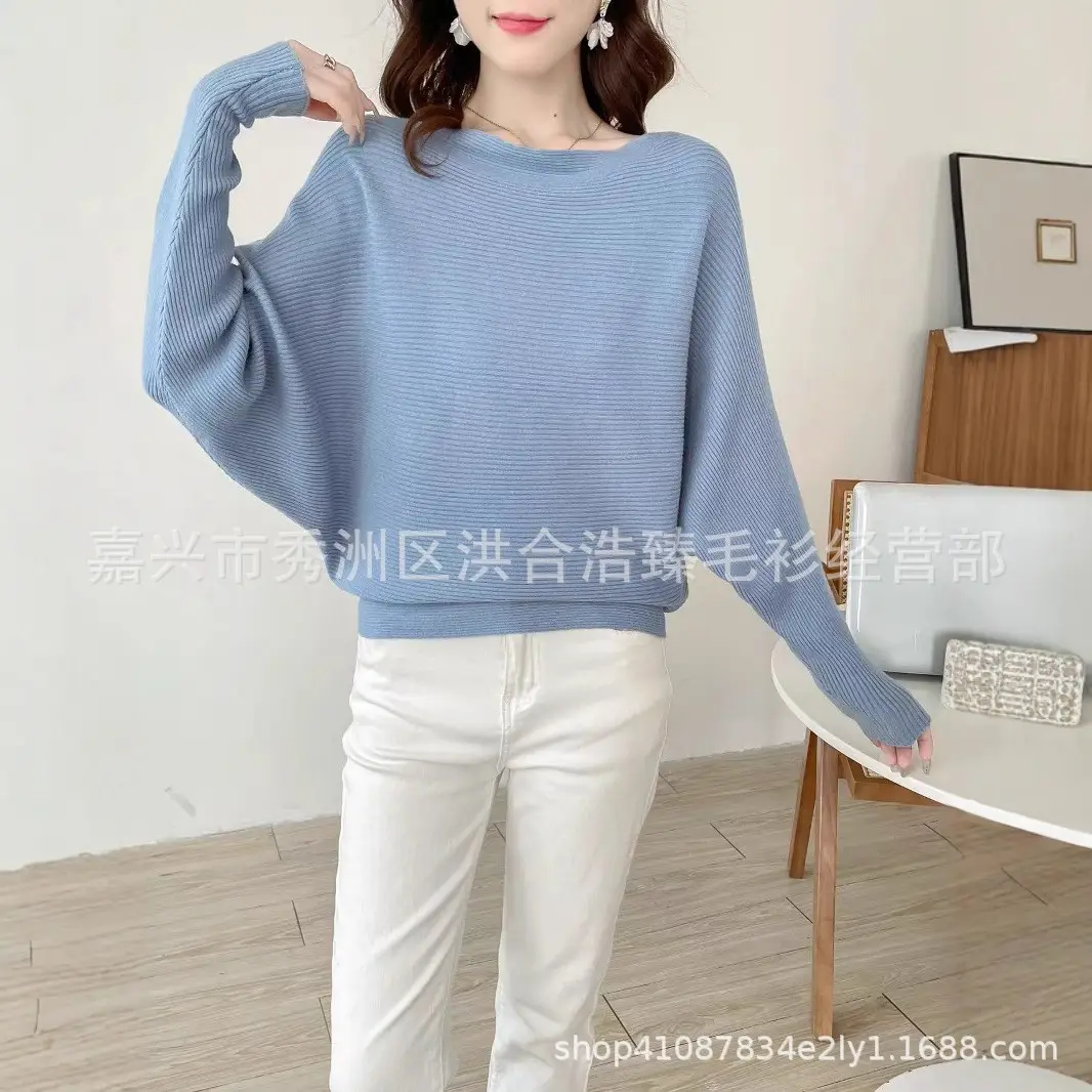 Women's Navy Dolman Sleeve Sweater Large