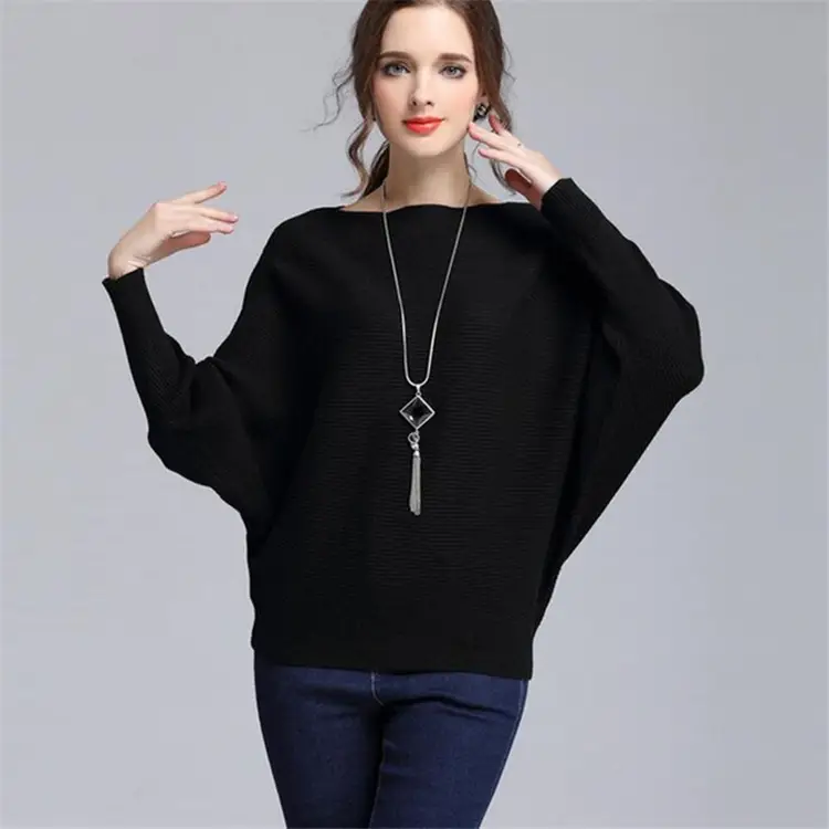 Women's Navy Dolman Sleeve Sweater Large