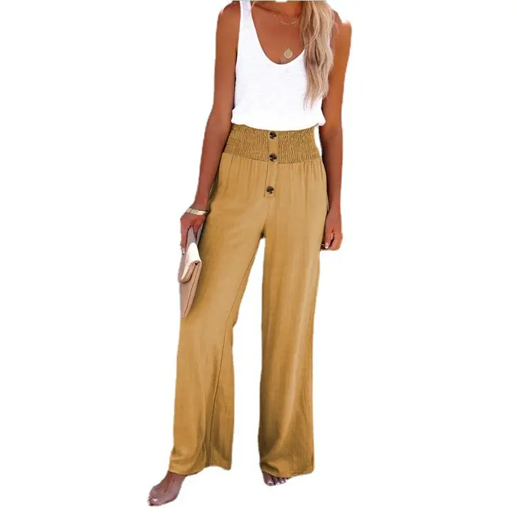 Women White Wide Leg Pants High Waist Casual Outfit - Image 10