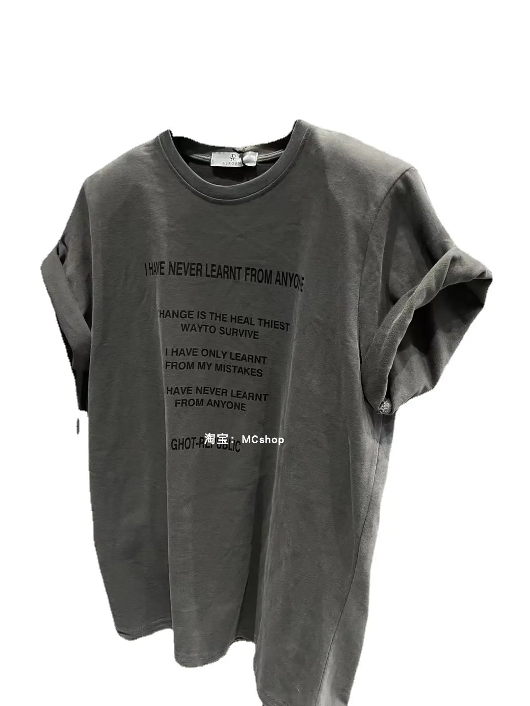 Women Grey Letter Print T-Shirt 2022 Summer