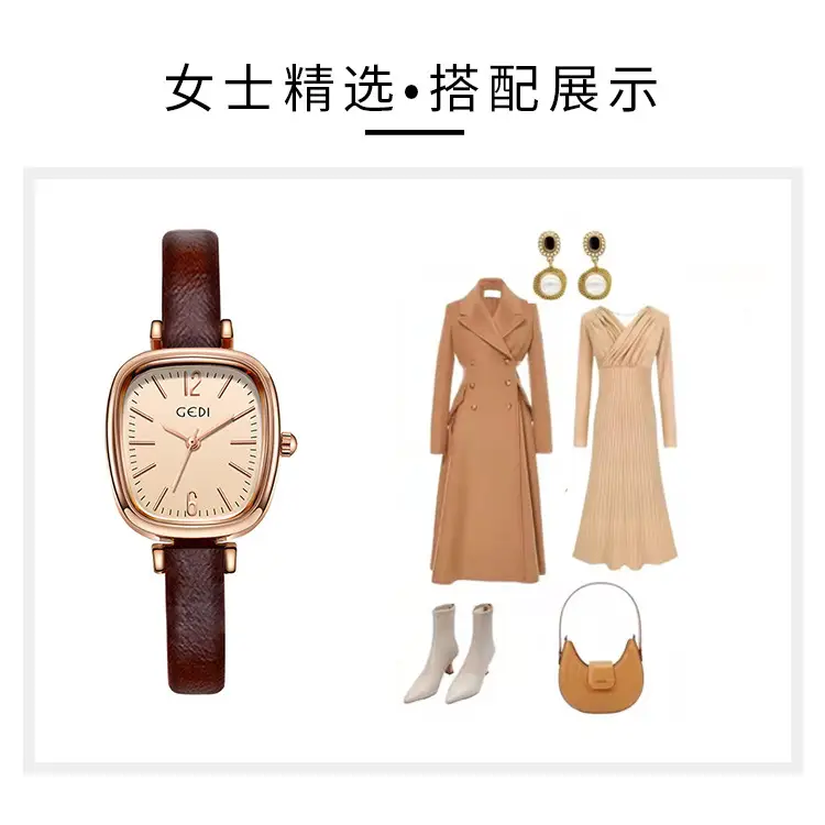 Goldie Women's Oval Quartz Watch with Black Leather Band — feature 13