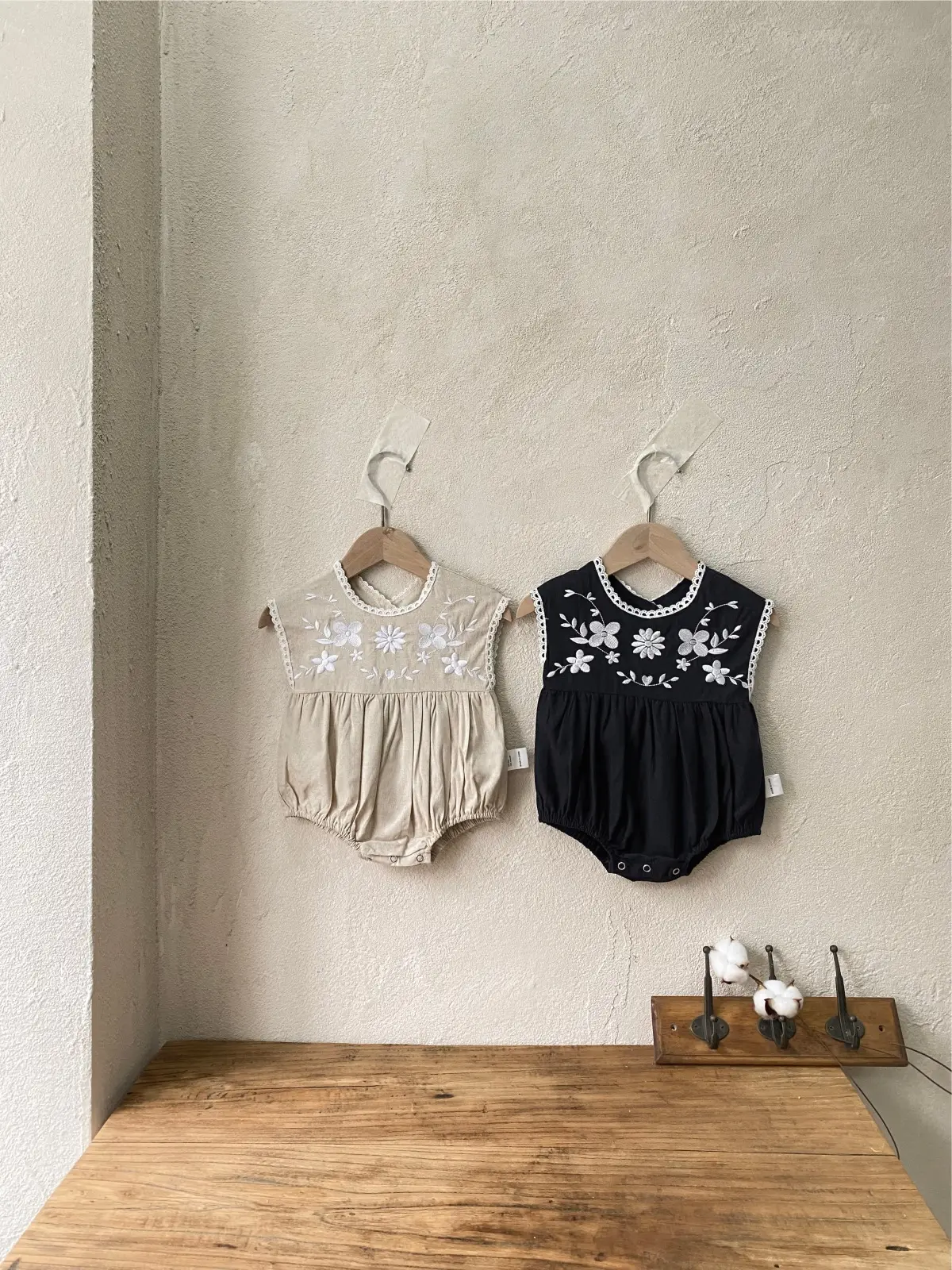 Black Embroidered Cotton Baby Jumpsuit Summer - Image 11