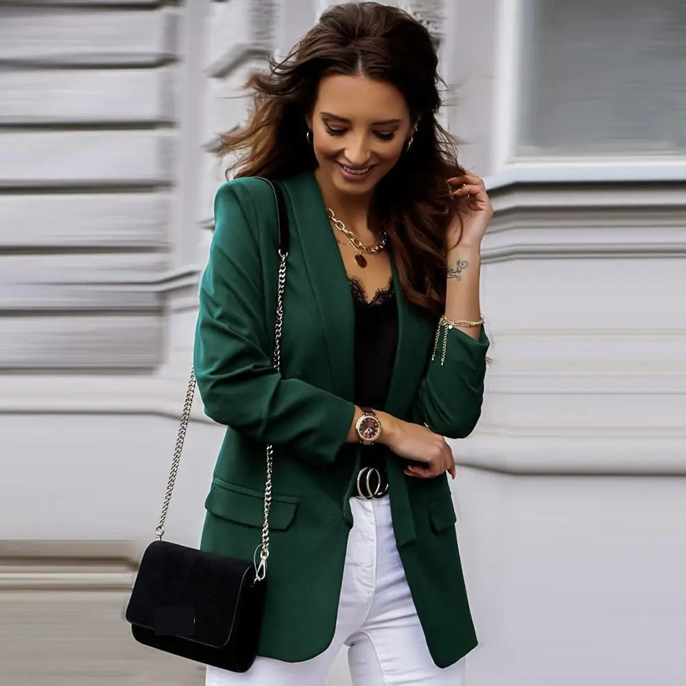 Women's White Long Sleeve Slim Suit Jacket 2025 - Image 8