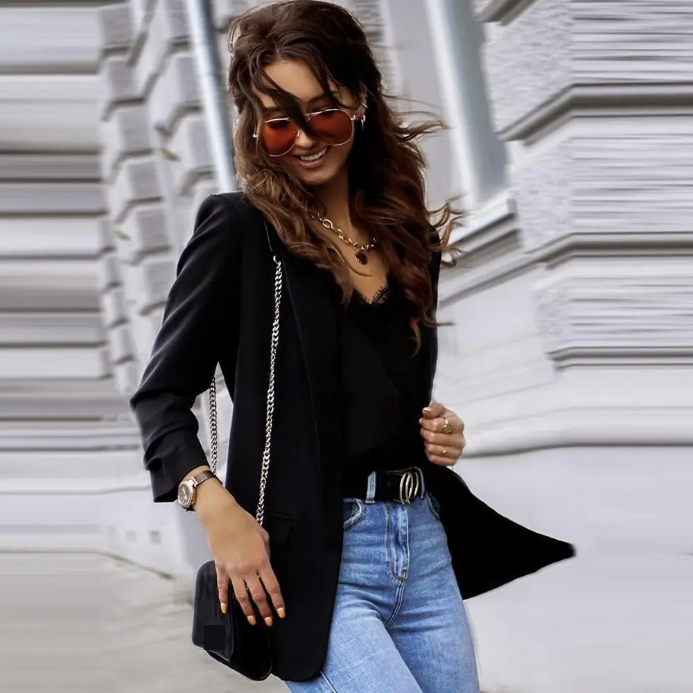 Women's White Long Sleeve Slim Suit Jacket 2025 - Image 10