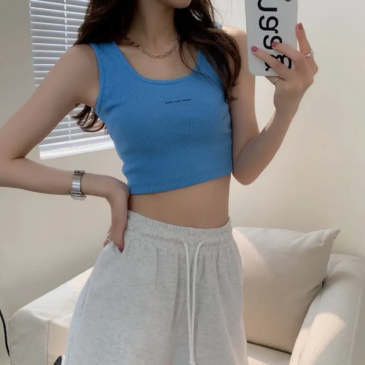 Women's Black Crop Top with "Feel Good" Print — feature 12