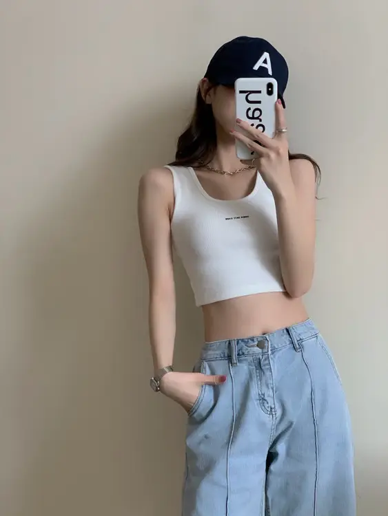 Women's Black Crop Top with "Feel Good" Print — feature 25