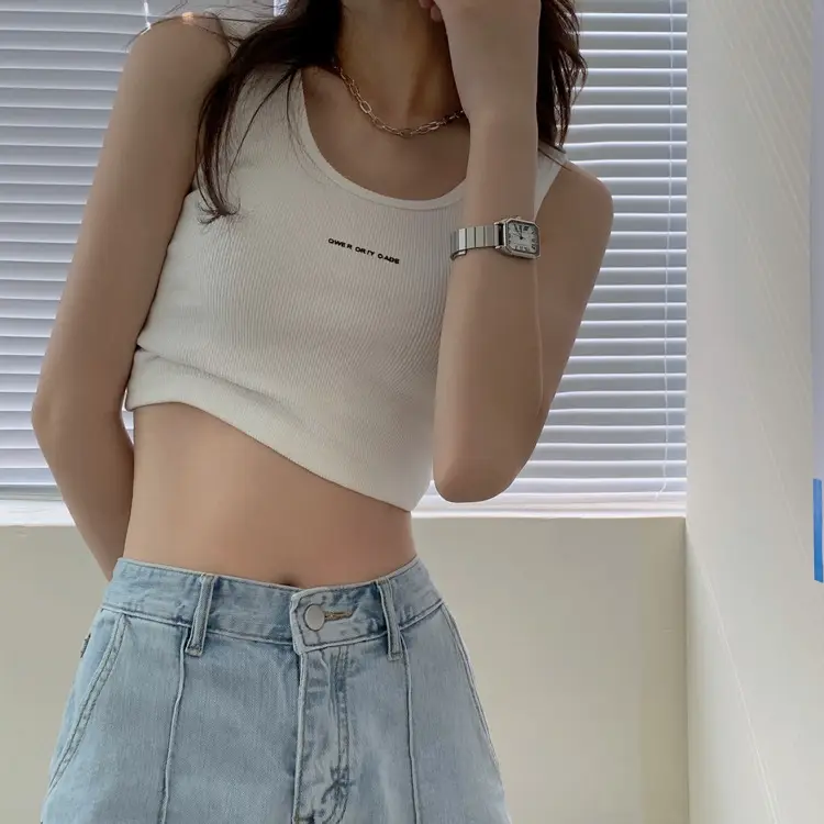 Women's Black Crop Top with "Feel Good" Print — feature 26
