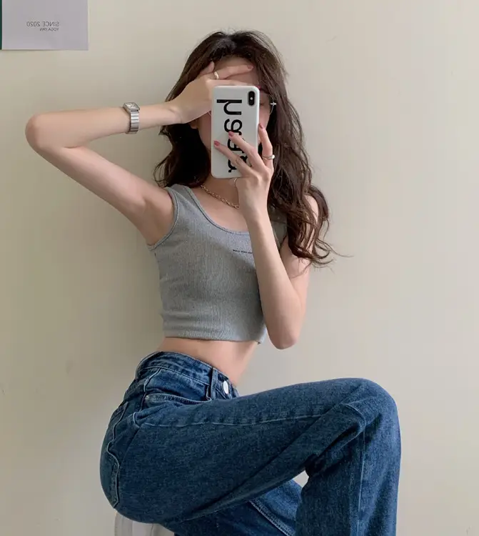 Women's Black Crop Top with "Feel Good" Print — feature 28