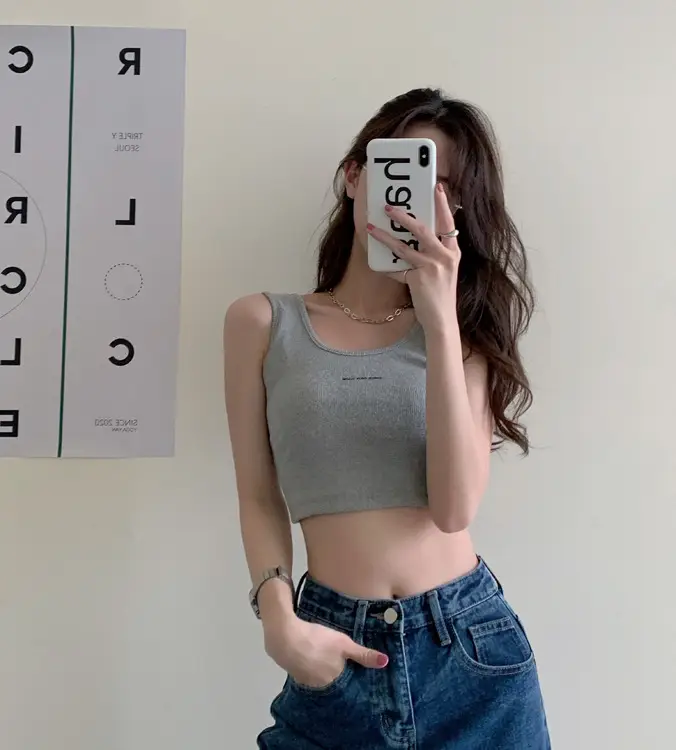 Women's Black Crop Top with "Feel Good" Print — feature 30