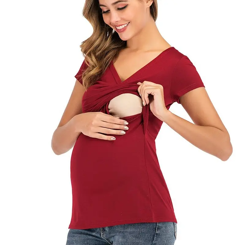 Black V-Neck Maternity Dress for Women - Image 7