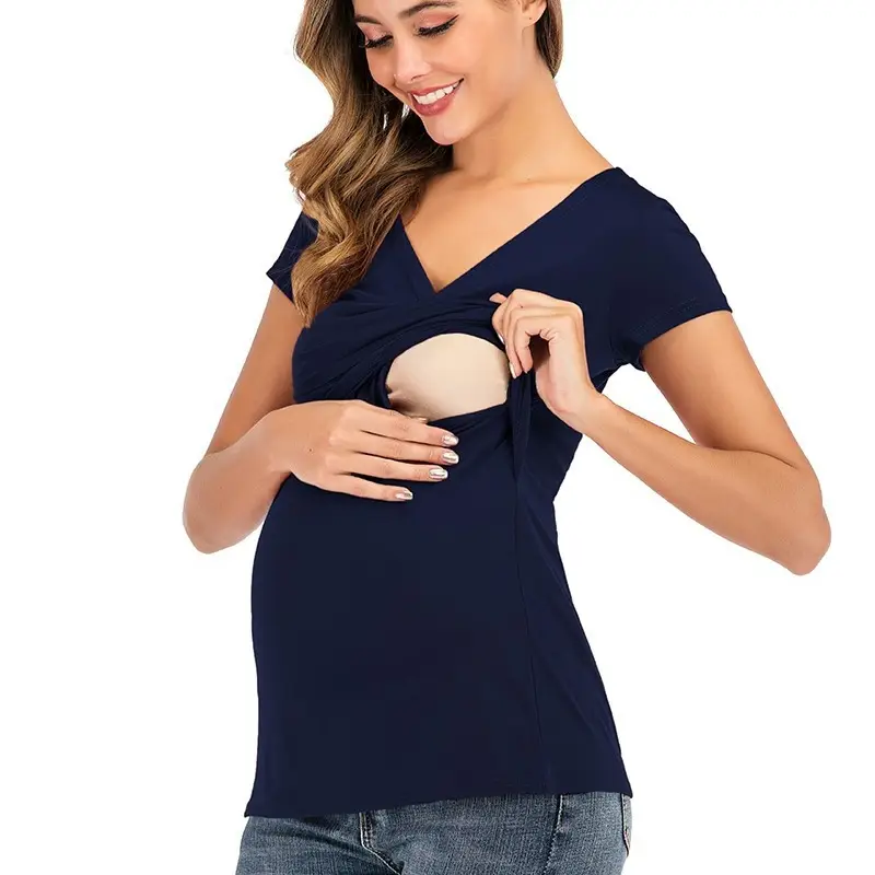 Black V-Neck Maternity Dress for Women - Image 8