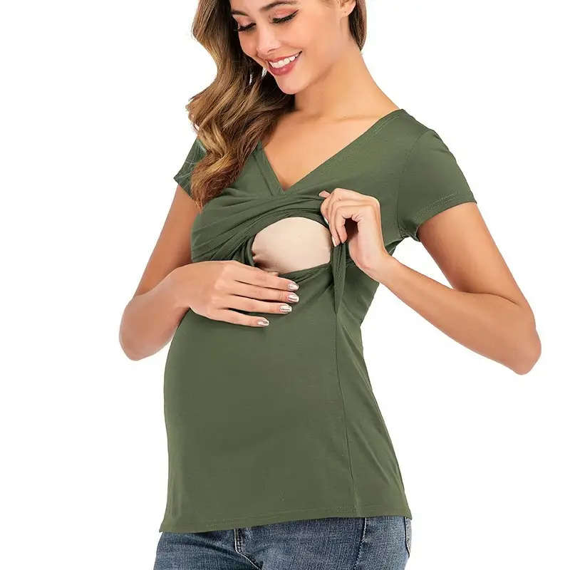 Black V-Neck Maternity Dress for Women - Image 9