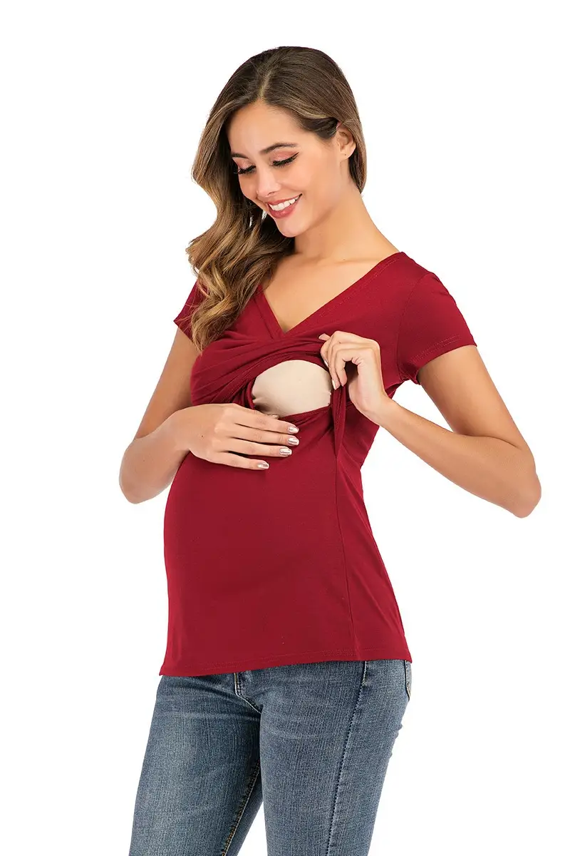 Black V-Neck Maternity Dress for Women - Image 2