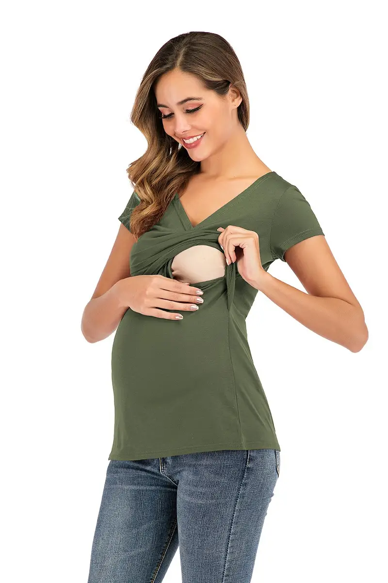 Black V-Neck Maternity Dress for Women - Image 4