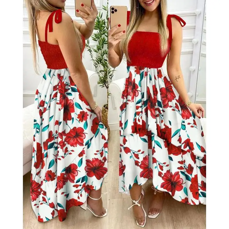 2022 Printed Floral Strapless Dress Large