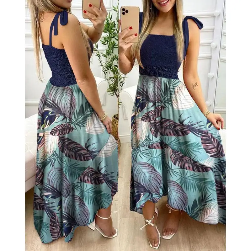 2022 Printed Floral Strapless Dress Large