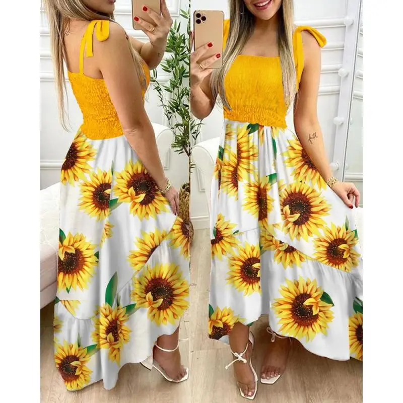 2022 Printed Floral Strapless Dress Large