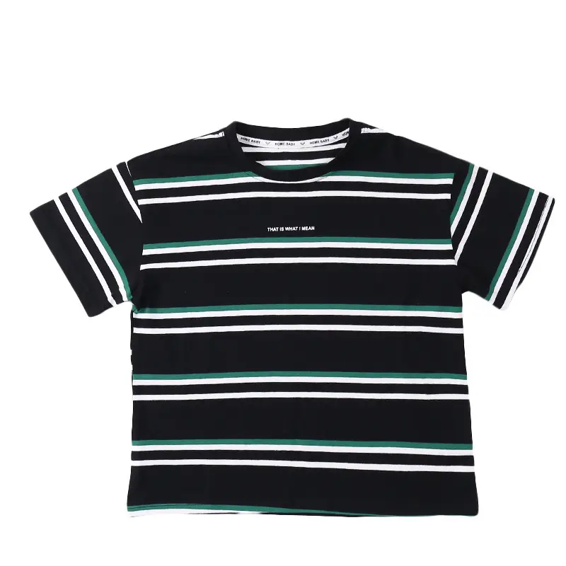 Children's Striped T-Shirt Green White Crew Neck 2025 - Image 8