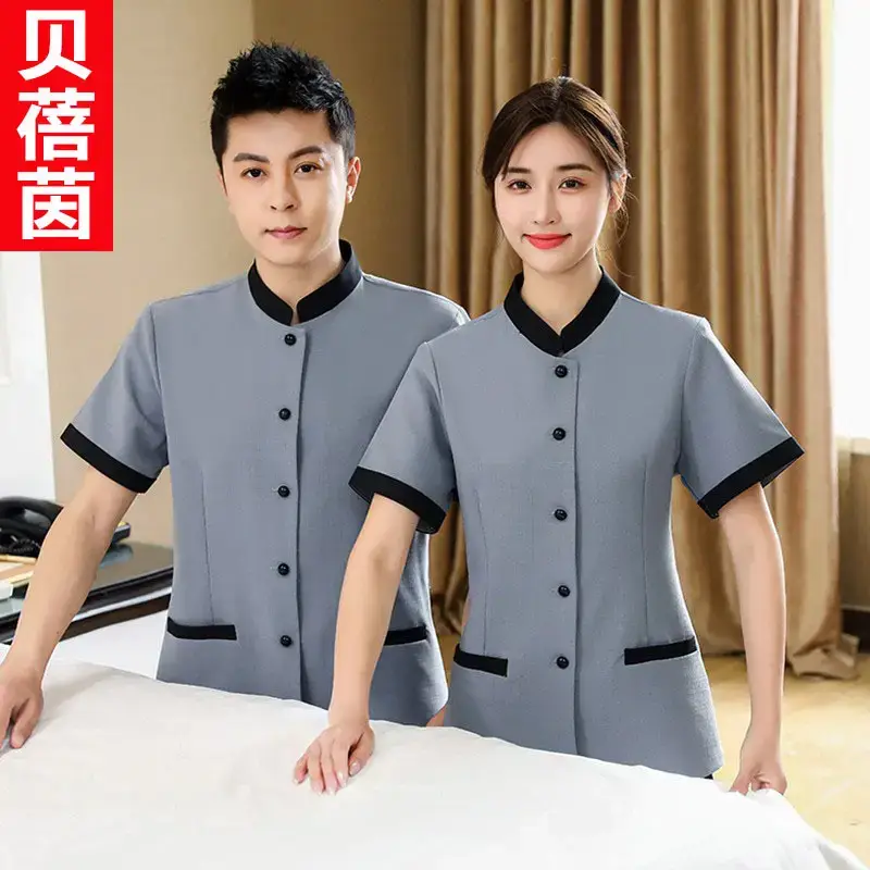 Summer Hotel Cleaning Clothes for Auntie Cleaner Short Sleeve - Image 9