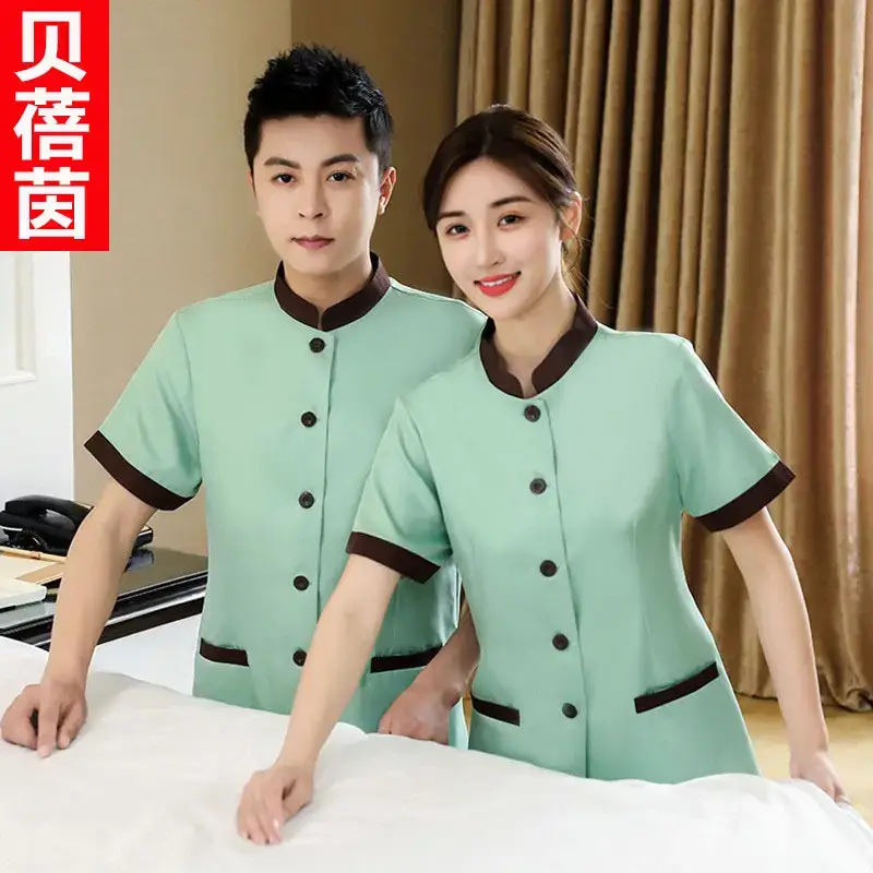 Summer Hotel Cleaning Clothes for Auntie Cleaner Short Sleeve - Image 11